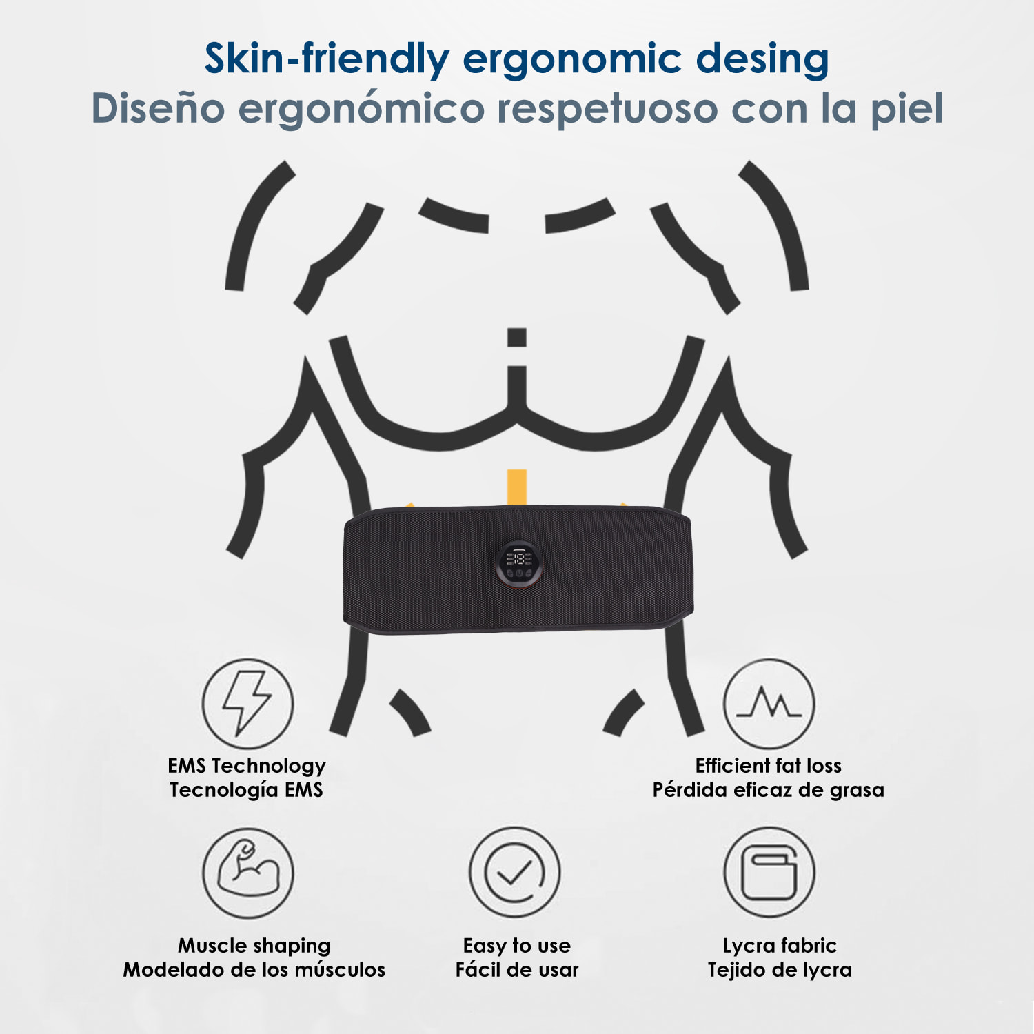 Stimolatore elettrico per vita e addome EMS Smart Fitness. Promuove la circolazione sanguigna.