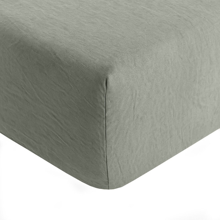 Drap Housse Bonnet 30cm 100% Lin LavÉ Celadon