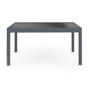 Table de jardin extensible 135-270cm verre trempé gris