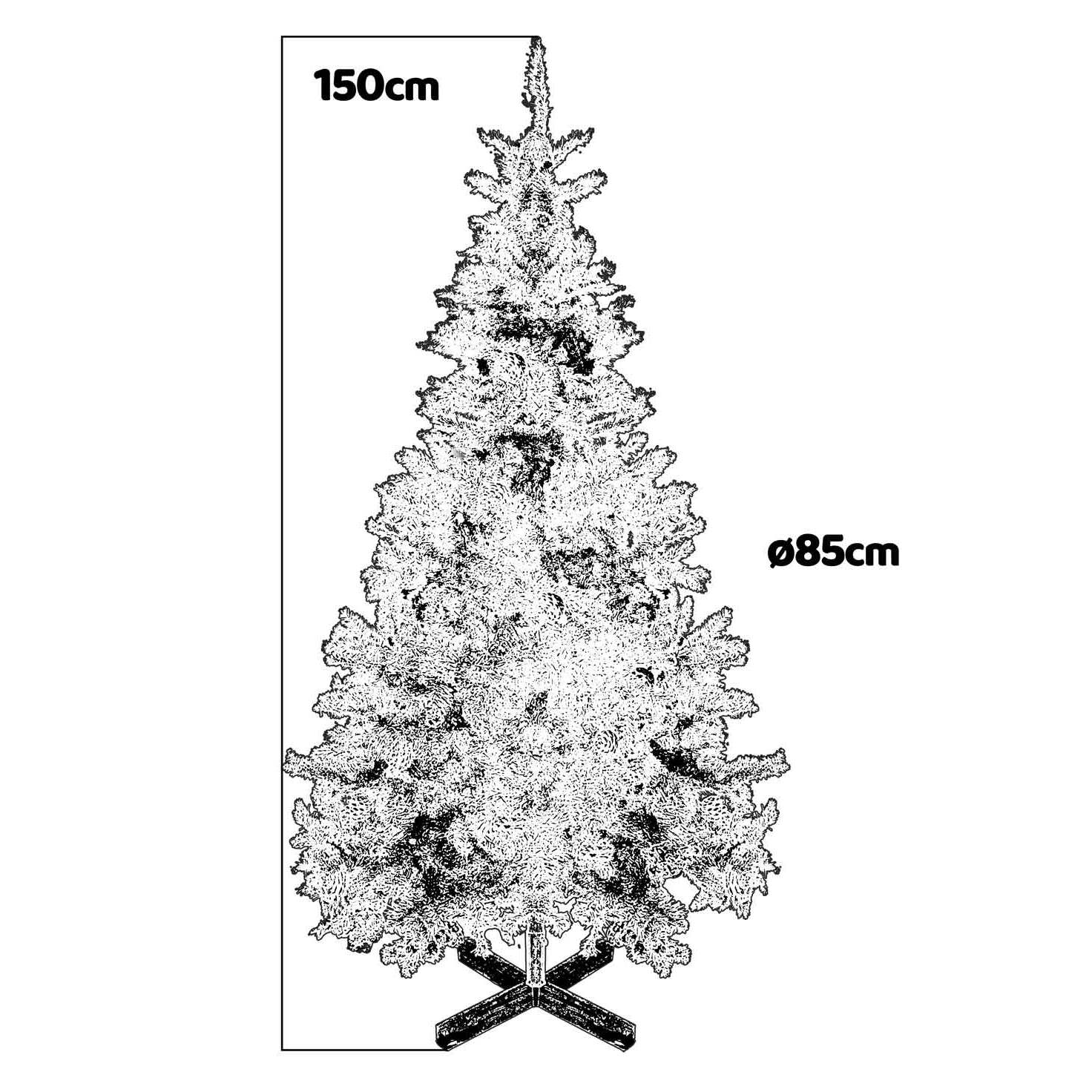Prancer - Albero di Natale con neve e pigne Ø85 x150H cm, 450 rami e 32 pigne