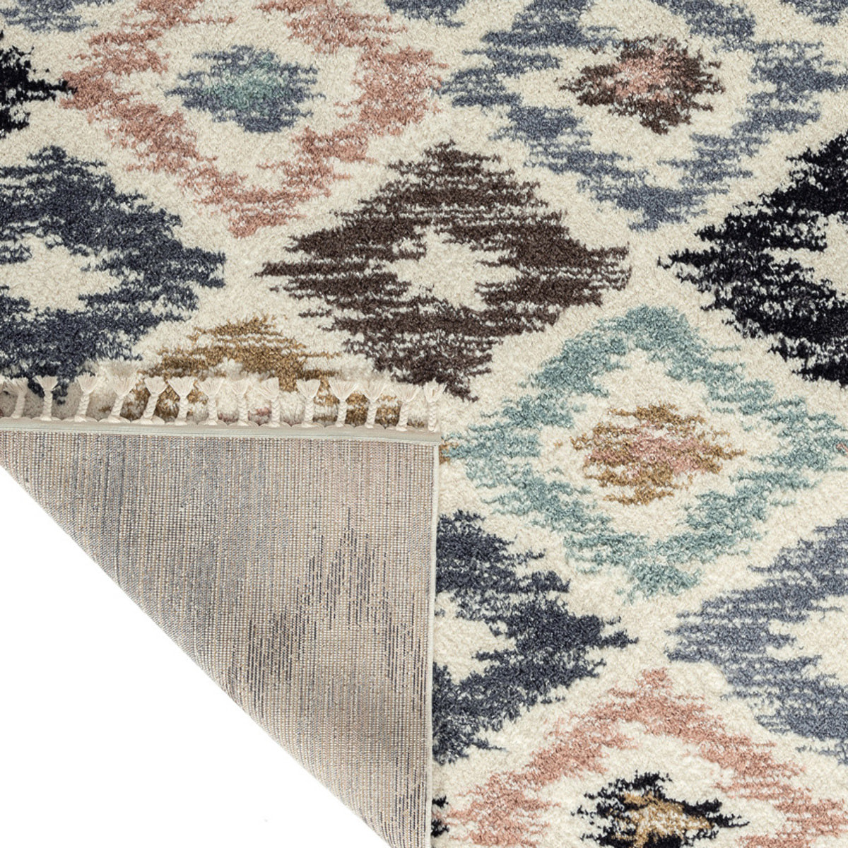 Delya - tapis berbère coloré à poils longs en laine artificielle, multicolore