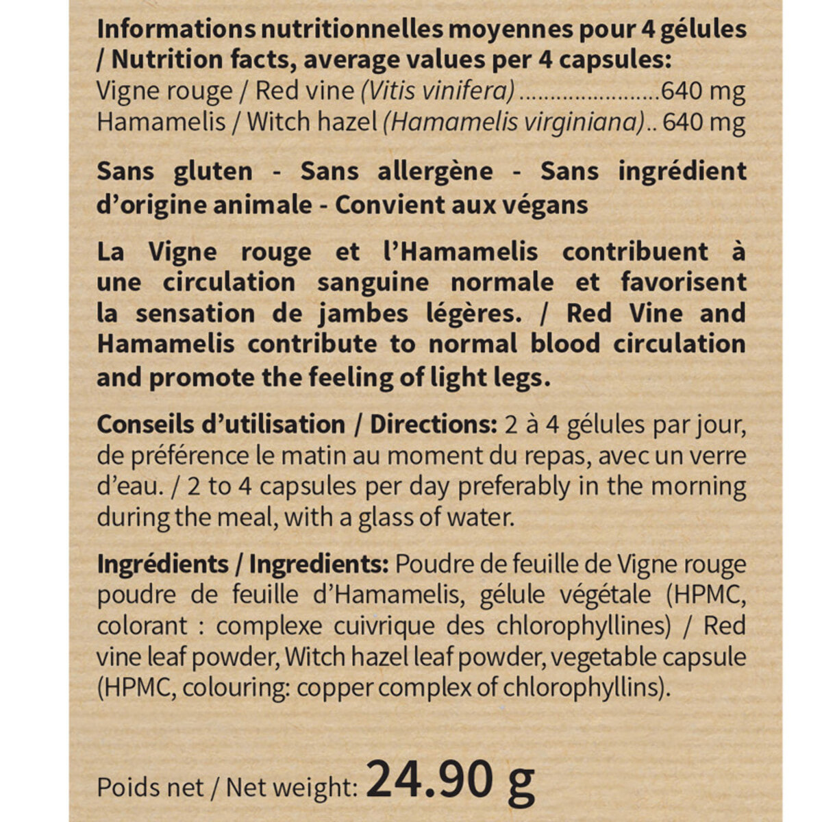 NUTRI EXPERT - Vigne Rouge Hamamélis - Contribue à une Circulation Sanguine Normale - Réduit la Sensation de Jambes Lourdes - Favorise le Confort Circulatoire - Vegan - Lot de 3 produits
