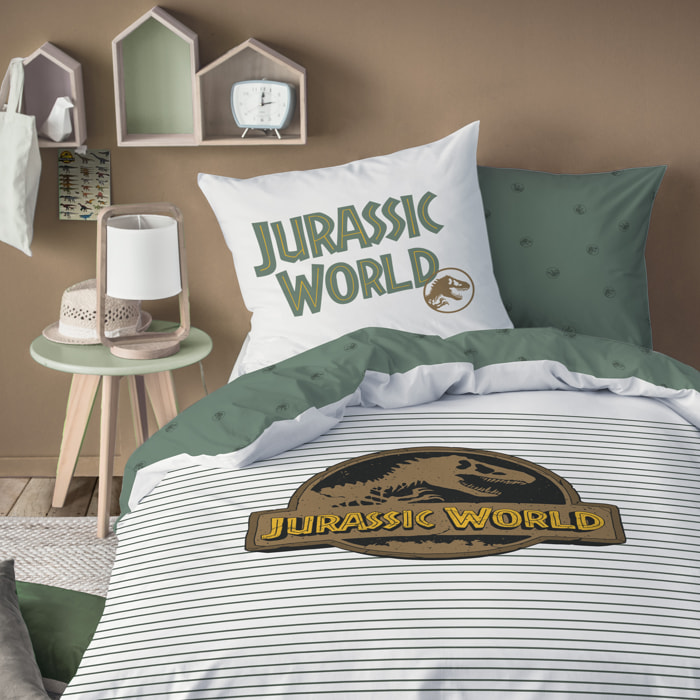 Parure de lit imprimée 100% coton, JURASSIC WORLD EMPREINTE