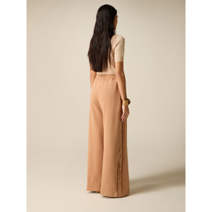 Oltre - Pantaloni palazzo in felpa con paillettes - Marrone