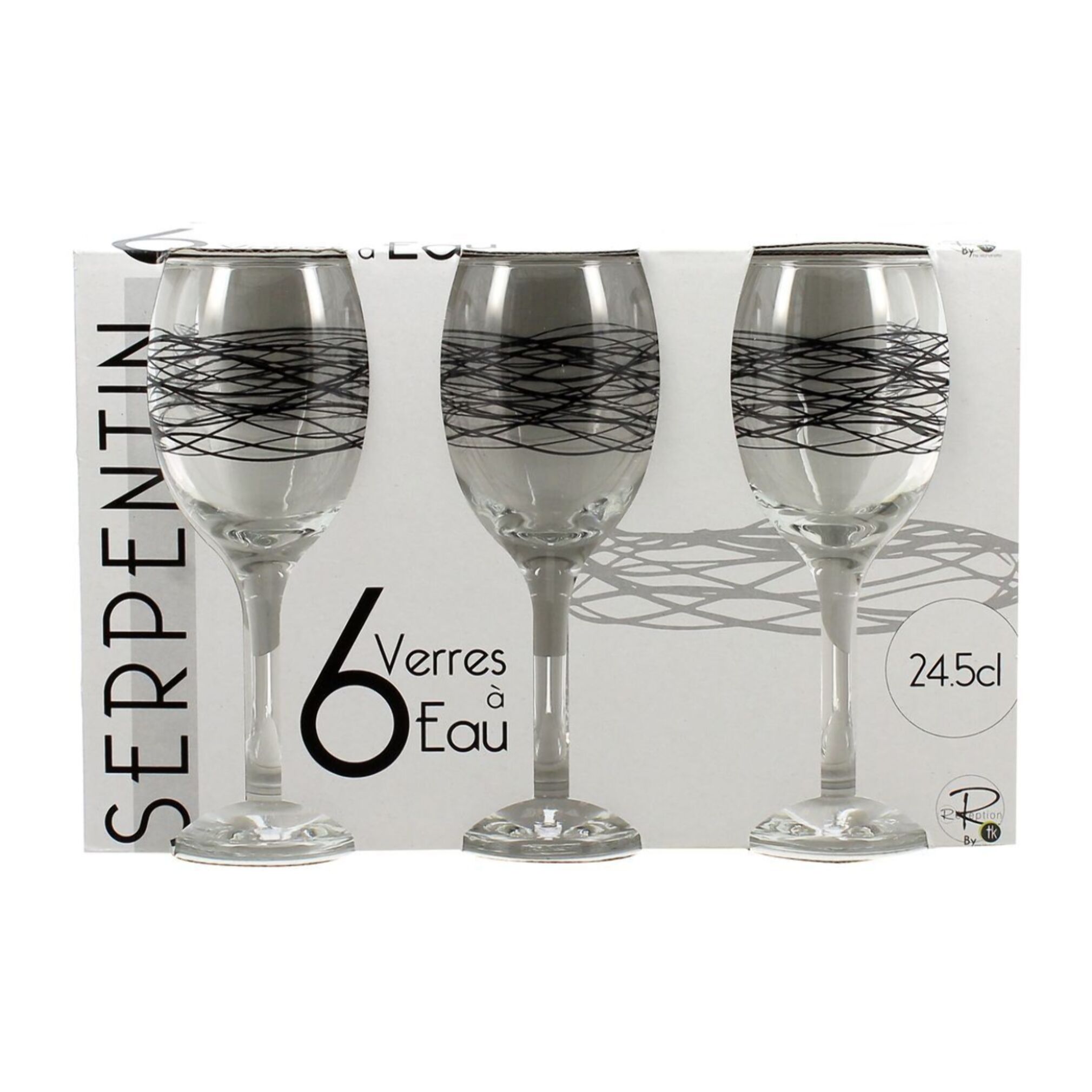 Lot de 6 verres à pied 24,5cl en verre SERPENTIN