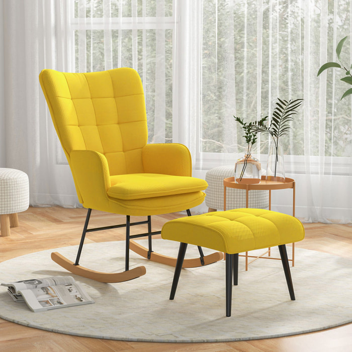 Silla Mecedora con Reposapiés Mecedora para Lactancia con Cojín Acolchado y Reposabrazos Carga 130 kg Mecedora para Salón Dormitorio