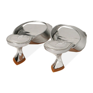 Mules argento, tacco 5,5 cm