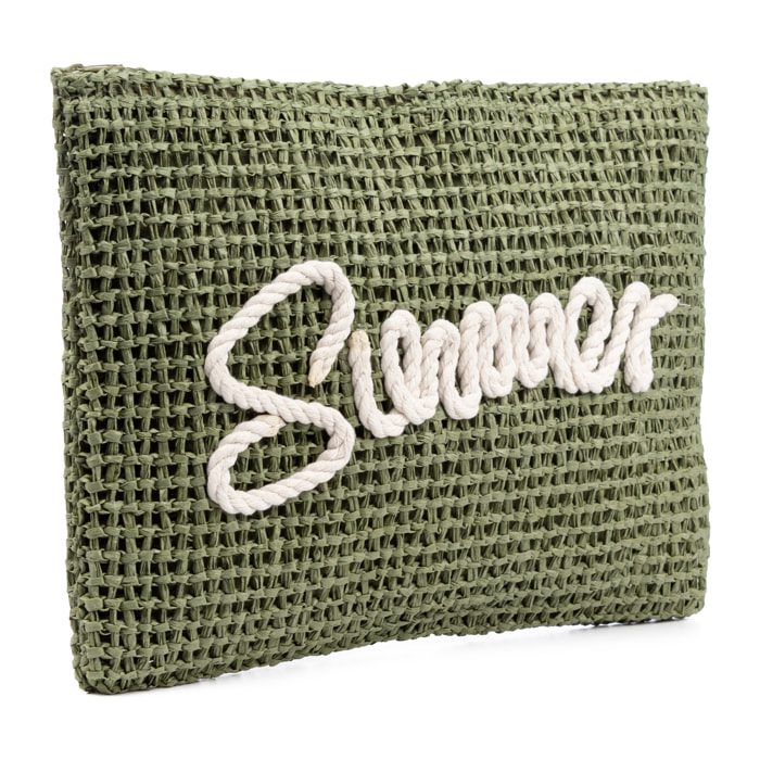 Bérgamo Borsa a mano Donna. Realizzato in carta intrecciata design "Summer".