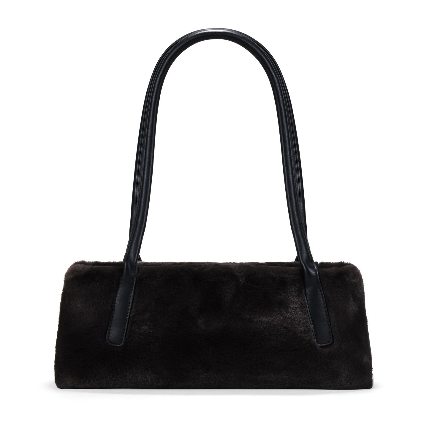 Bolso de hombro marrón con pelo