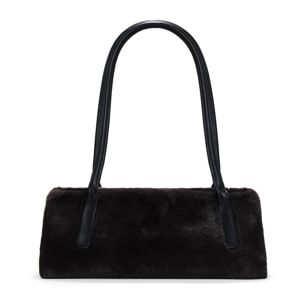 Bolso de hombro marrón con pelo