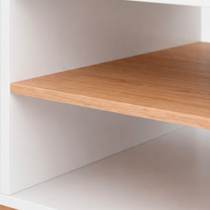 Tavolino Soggiorno Living Moderno Da Caffè Ripiano Porta Riviste Vano Giorno Multiuso Arredo Elegante Funzionale 100 x 45.5 x 60 Cm Bianco E Rovere