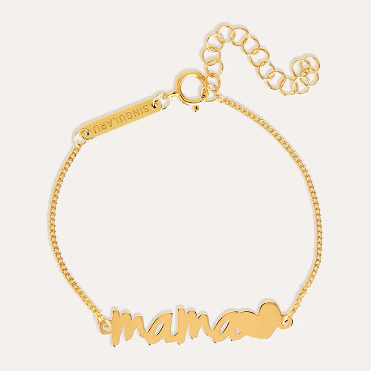 Pulsera Mamá Heart Plata Baño Oro