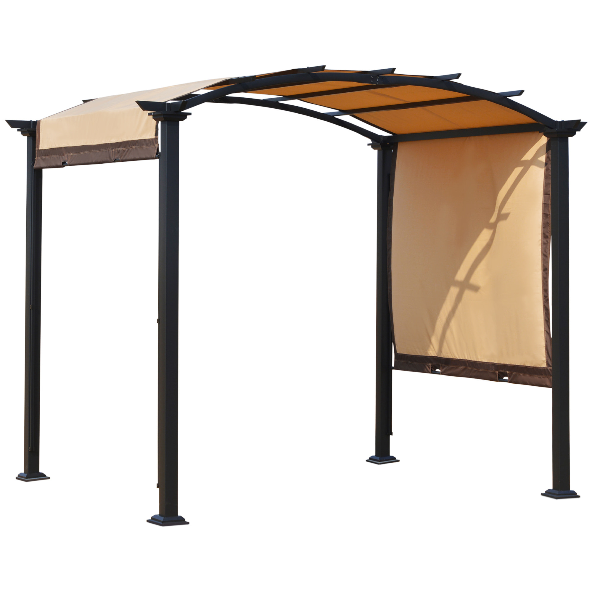 Pérgola 3x2,5m Cenador con Techo Retráctil Jardín Patio Terraza Poliéster Beige