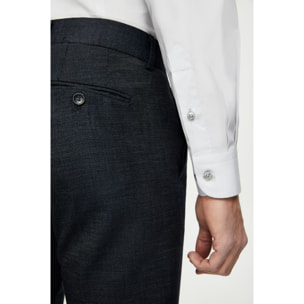 Camicia Uomo 1 Bottone Button Down Slim Popeline Stretch Unito Grigio