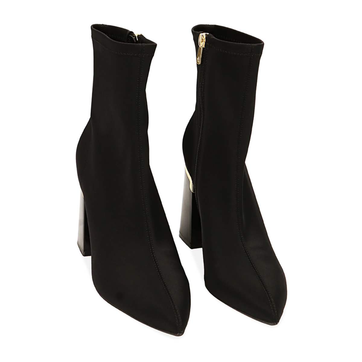 Botines de tela negros tacón 9,5 cm