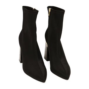 Botines de tela negros tacón 9,5 cm