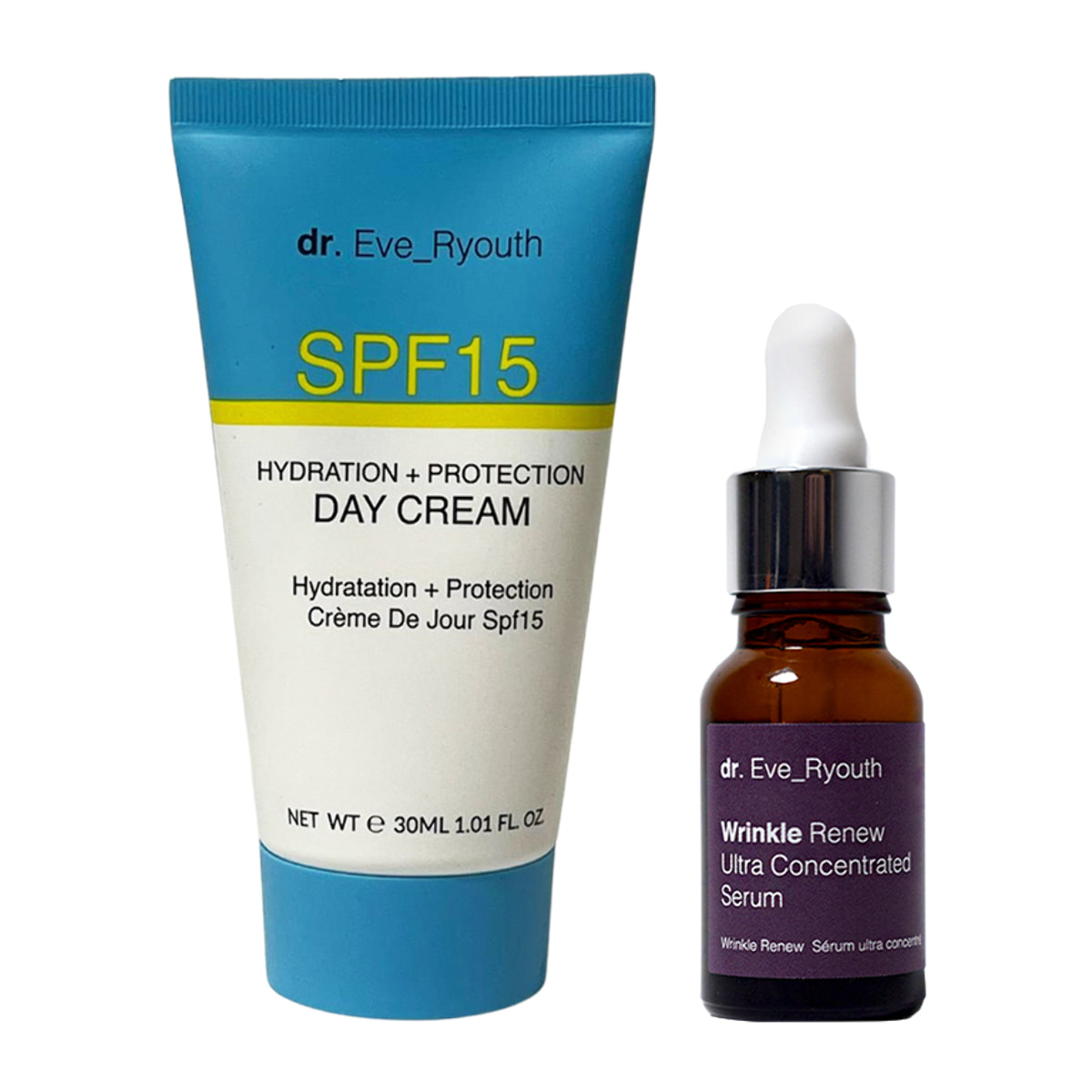 Crema de día SPF15 Hidratación + Protección 30 ml + Sérum Ultra Concentrado Renovador de Arrugas 15 ml