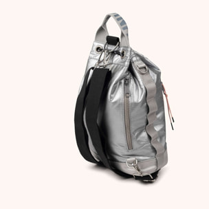 Mochila Saco Adaptable Metalizada en Poliamida Reciclada DEEP RECYCLED DRAWSTRING BACKPACK PLATA