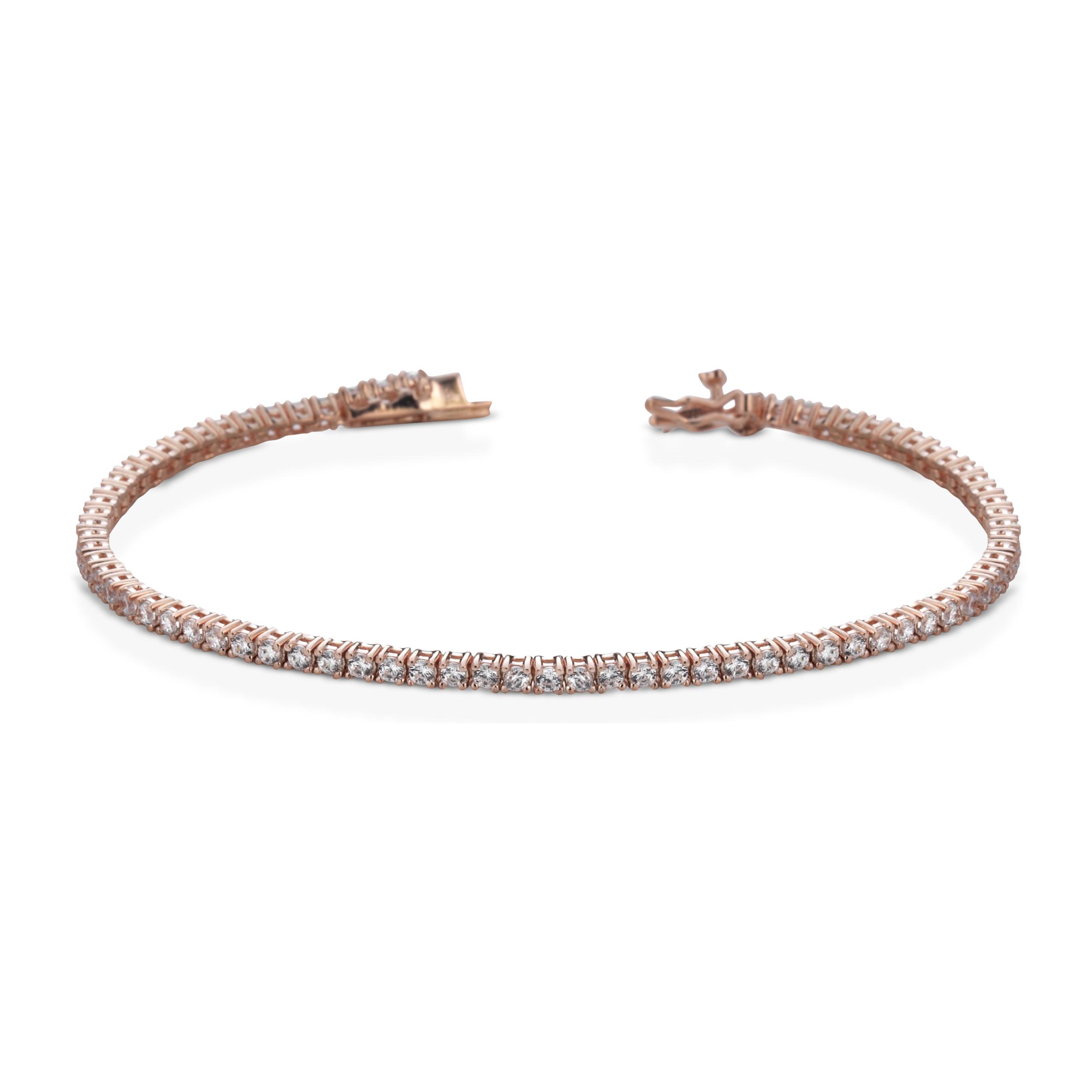 Bracciale Hiriwa 925 Tennis Argento Rosè Pietre Bianche