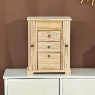 Caja Joyero de Madera de 4 Niveles Joyero Mujer Organizador Grande con 2 Cajones Espejo para Pendientes Anillos Collares Natural