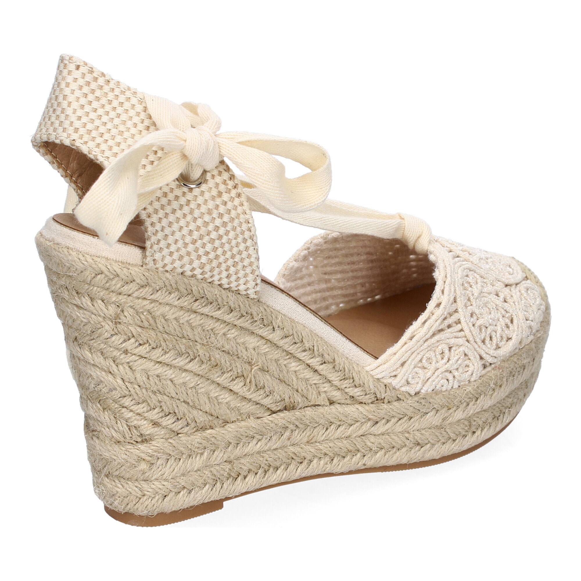 Sandalia de Cuña de Yute para Mujer, Diseño Comodo y Moderno, Elegante con Cintas