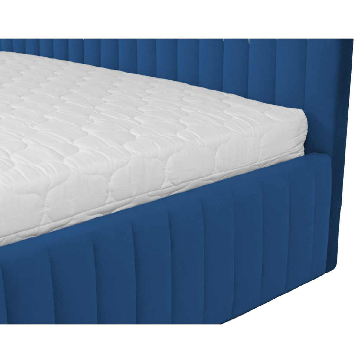 Stuart - lit coffre - 160x200 cm - sommier inclus - en velours - Bleu marine