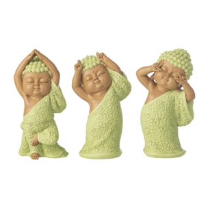 J-Line Moine Amusant décoratif - polyrésine - vert menthe - 3 pièces