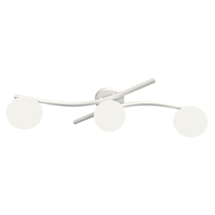Lampada a sospensione Opus in acciaio bianco opaco e vetro opalino