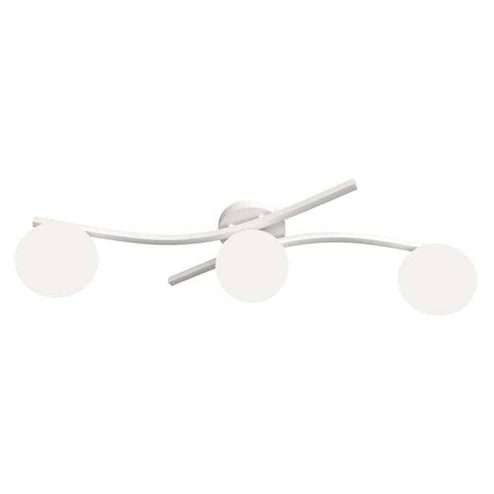 Lampada a sospensione Opus in acciaio bianco opaco e vetro opalino