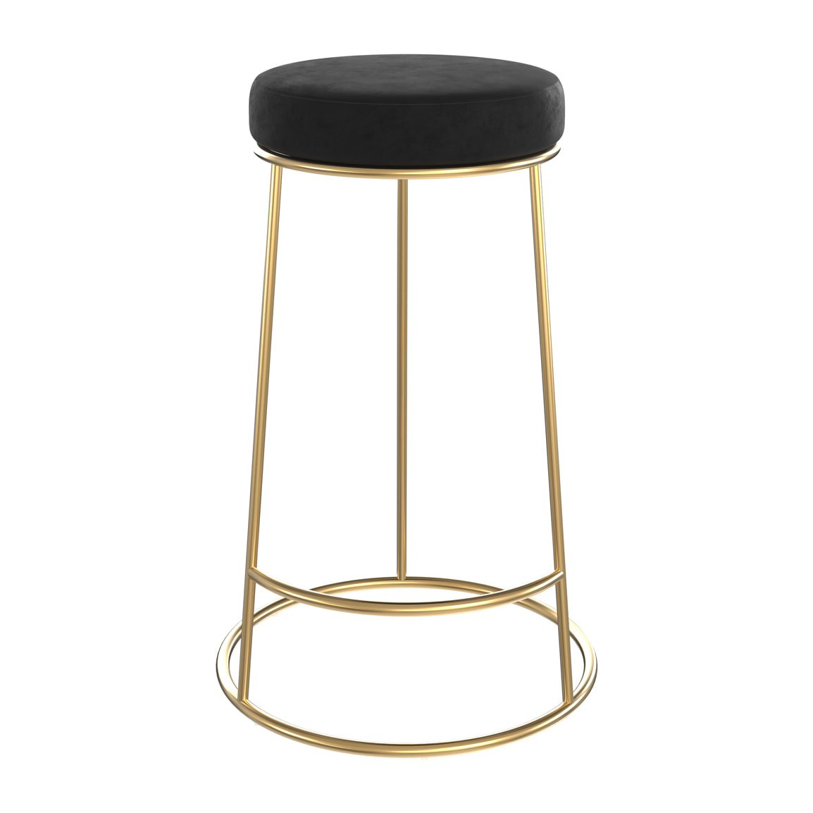 Tabouret de bar mi-hauteur Kendal en velours noir 63 cm (lot de 2)