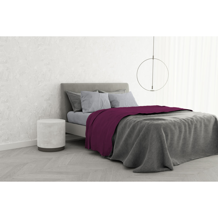 COMPLETO LETTO TRENDY CHIC MADE IN ITALY COTONE- FUCSIA MATRIMONIALE