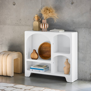 Buffet organique plusieurs niches 4 compartiments. buffet bas. effet bois blanc 90cm
