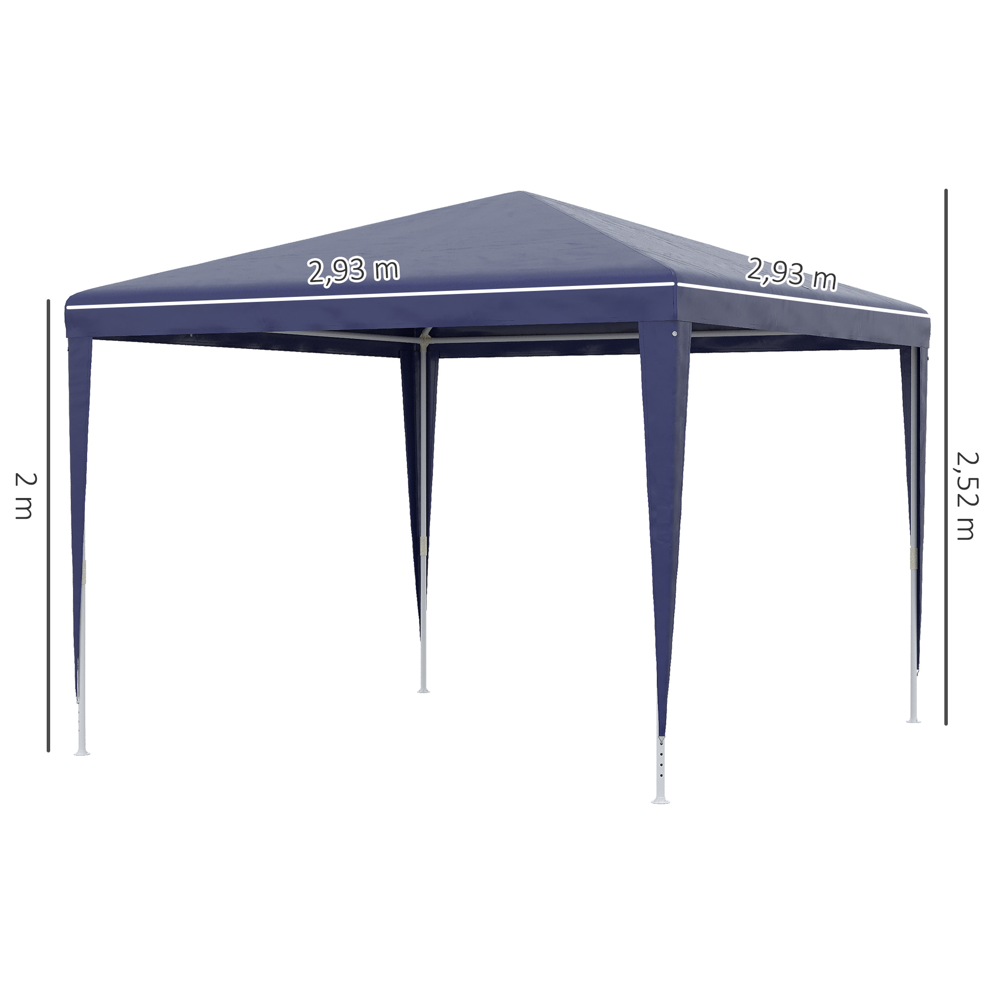 Carpa Desmontable 3x3 m Cenador Pabellón de Jardín con 4 Orificios de Drenaje y Marco de Metal Gazebo para Terraza Patio Exterior Camping Azul