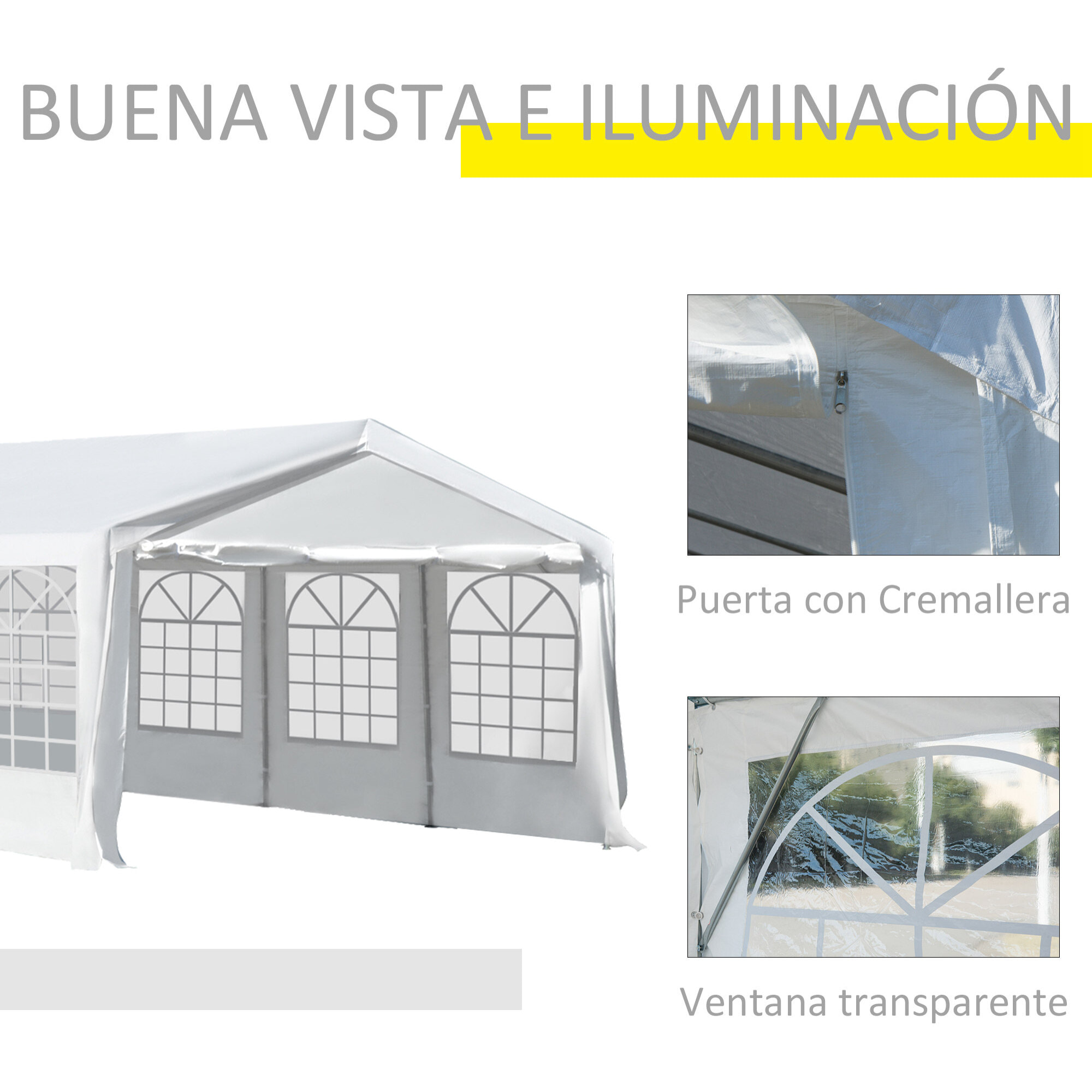 Carpa de Jardín Gazebo Pergola de Acero PE 8x4 m Blanca