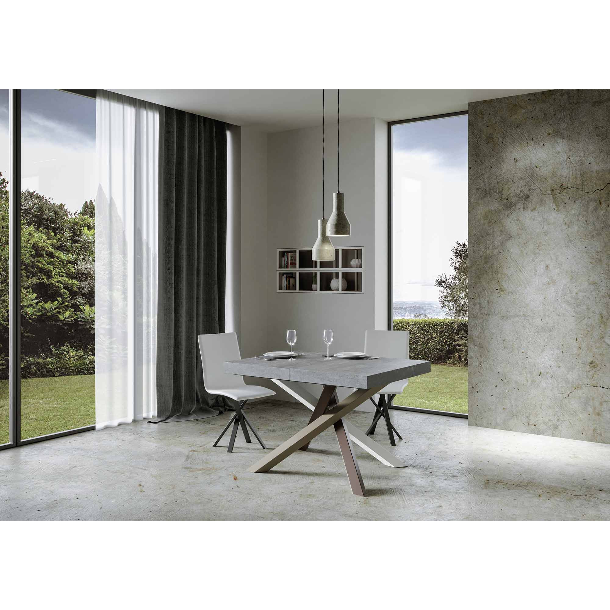 Table extensible 90x120/224 cm Volantis Gris Béton cadre 4/C