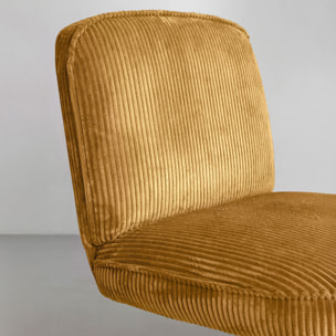 Fauteuil pivotant en velours jaune et pied en métal noir FUNKY