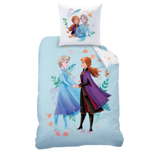 Parure de lit imprimée 100% coton, DISNEY HOME FROZEN SISTERS