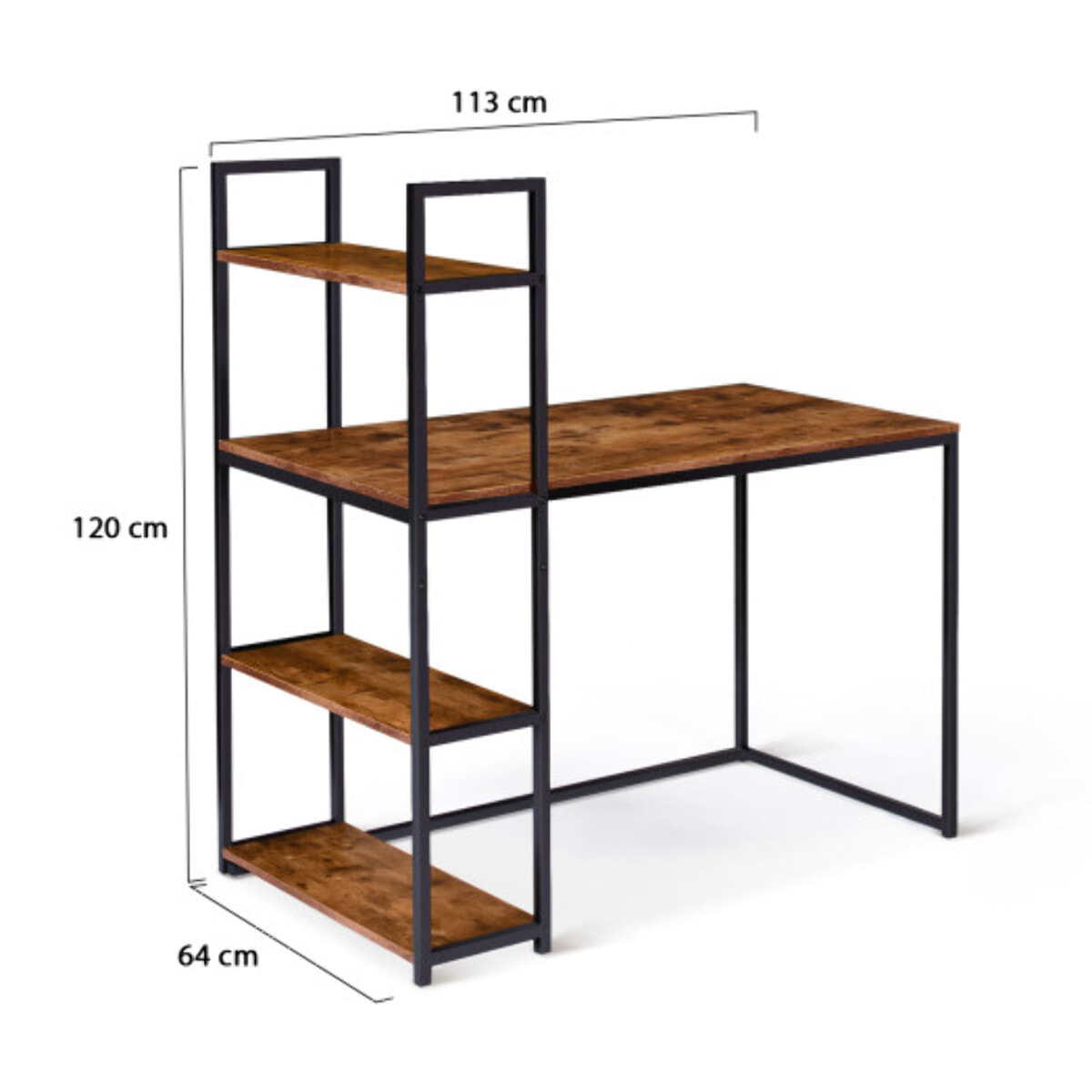 Bureau bibliothèque 2 en 1 Elize en bois et métal