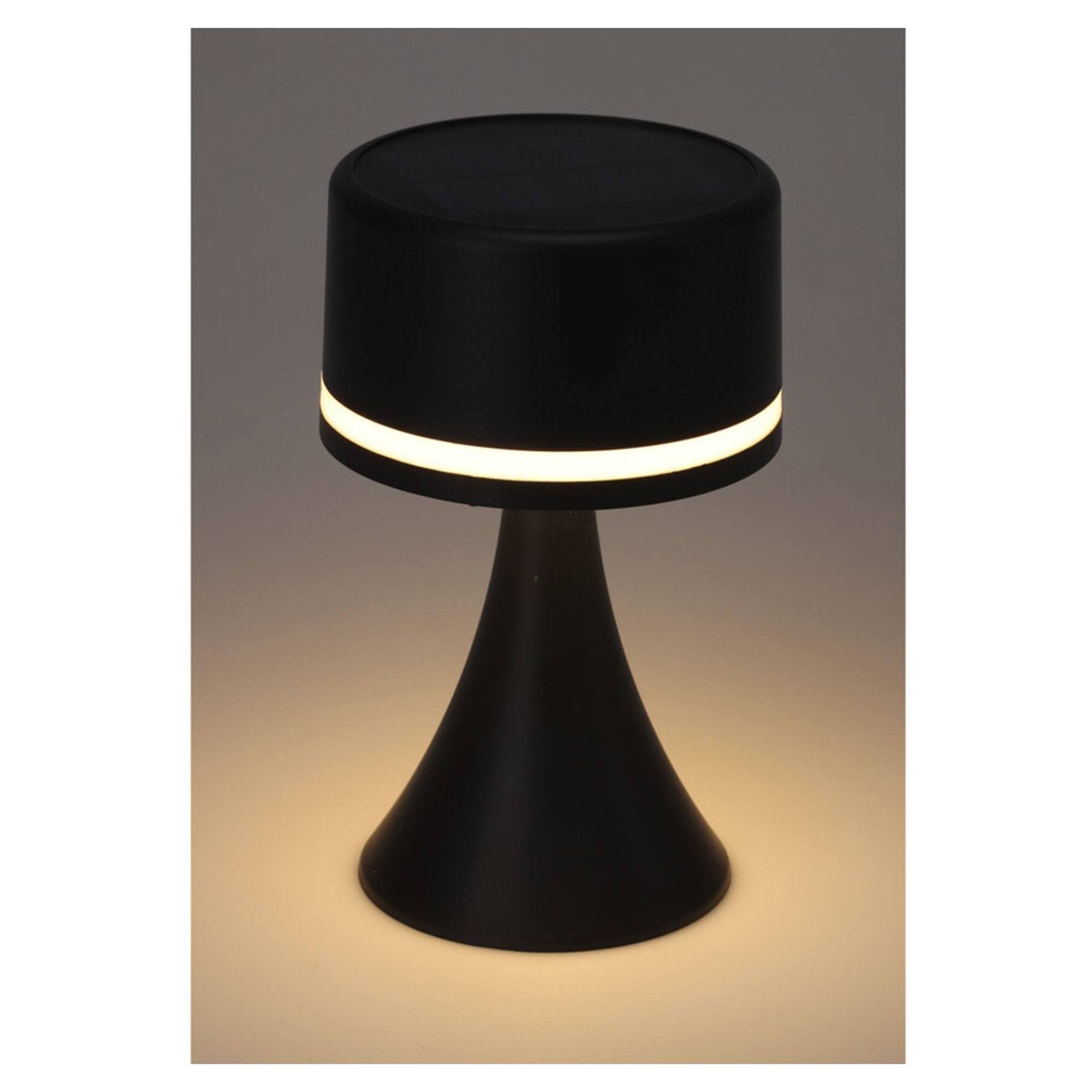 Well Home Lámpara solar de Mesa en color Negro, Recargable con Panel solar y puerto de carga USB