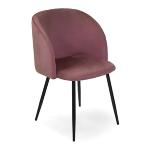 Poltrona Ruby Vacchetti in velluto rosa antico con struttura nera cm56,5x54h81