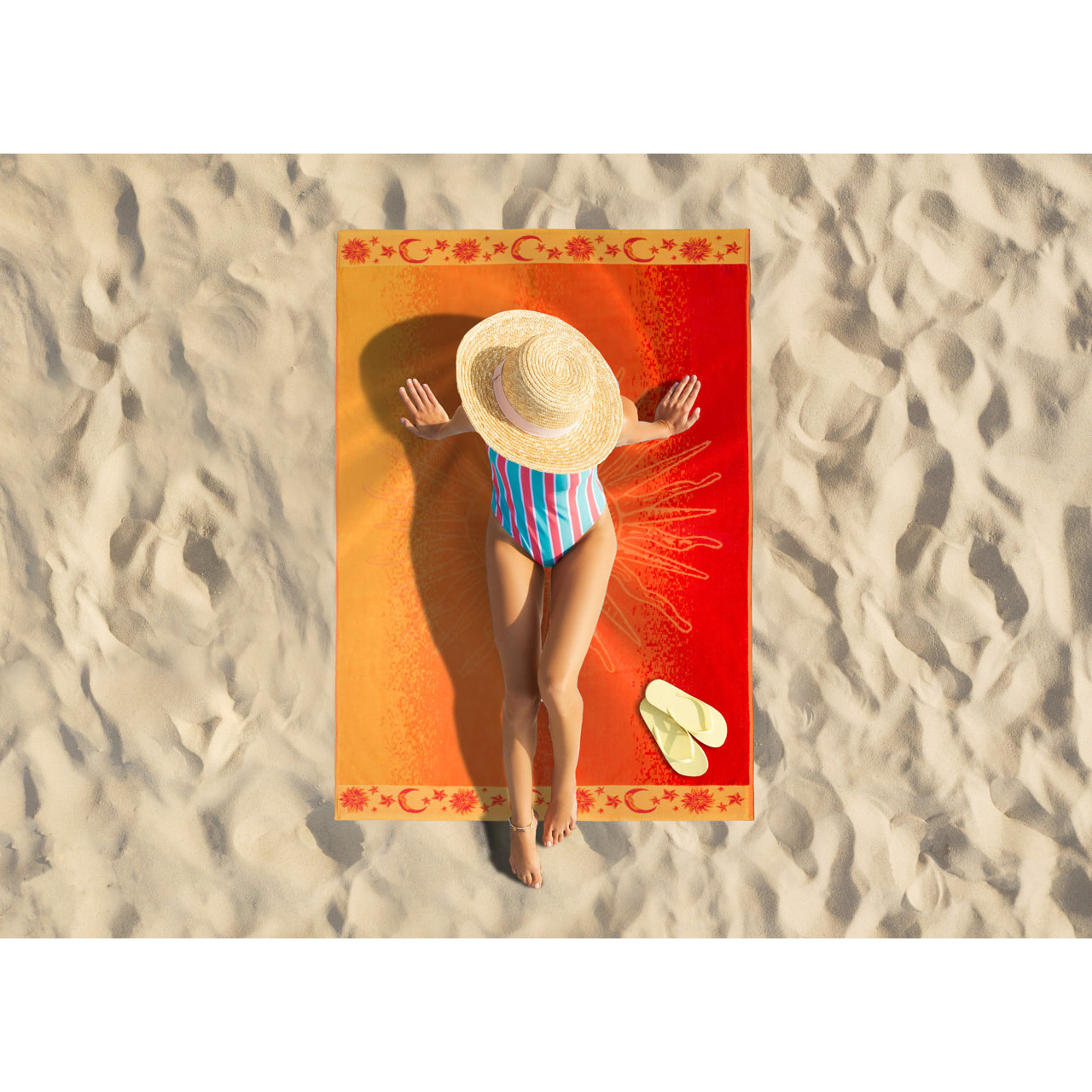 Telo Mare Jumbo Jacquard Disegno Jafar Arancio