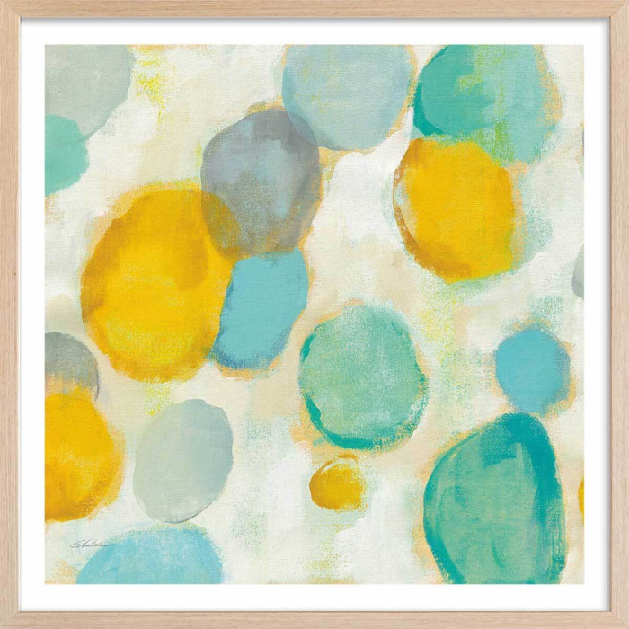 Poster watercolor circle Affiche + cadre en bois - Chêne