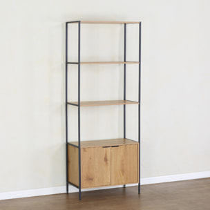 MASSI Etagère 4 rangements et placard 176 cm chêne et noir