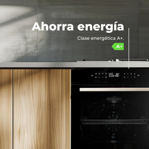 EVVO Horno integrable H20, 77L, clase A, 7 programas, display digital, temporizador, mando selector, puerta triple cristal, inox.