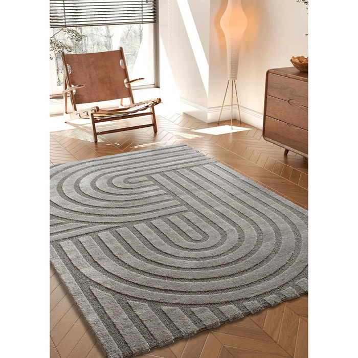 SNOWY Alfombra con relieve de estilo escandinavo en gris, varias medidas disponibles.