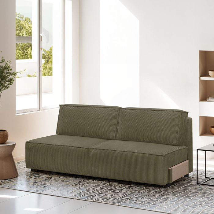 Module canapé convertible 2 places en velours côtelé - HARPER MOD