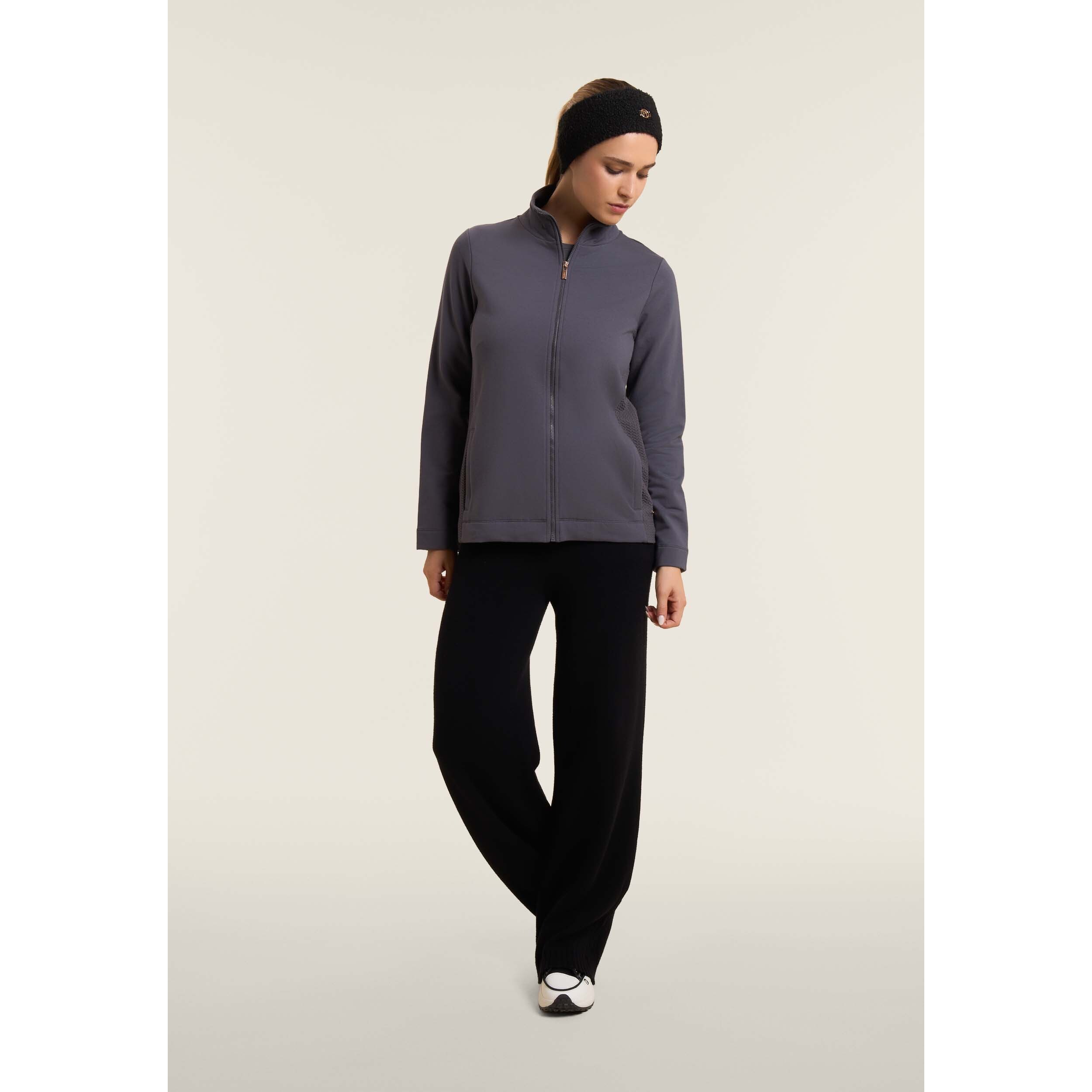 Fascia per capelli bouclé con logo dorato FY