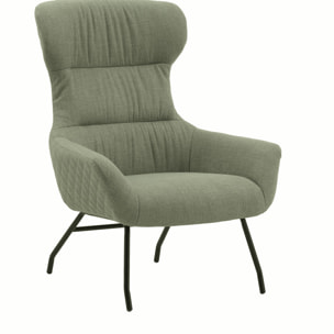 Poltrona HAITI in tessuto verde e gambe in metallo nero