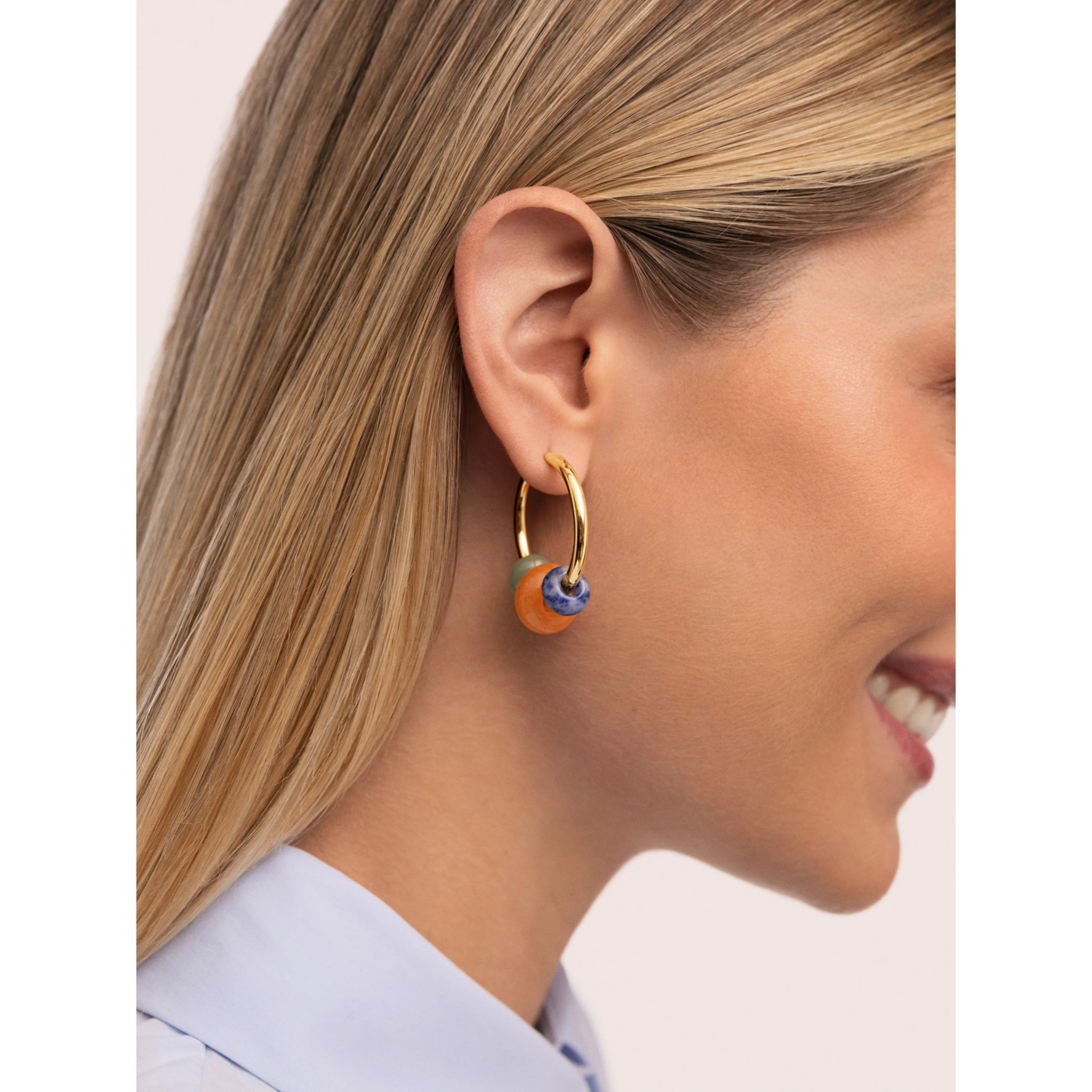 Pendientes Aro Carmen True Bomb Colors Acero Baño Oro