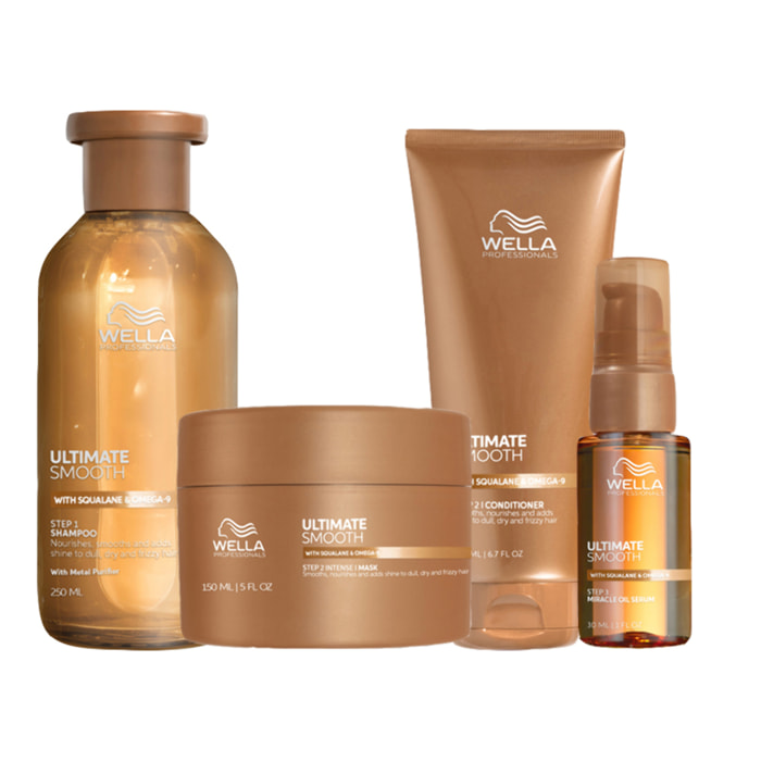 WELLA Kit Ultimate Smooth Step 1 Shampoo 250ml + Step 2 Intense Mask 150 + Step 2 Conditioner 200ml + Step 3 Serum Oil 30ml